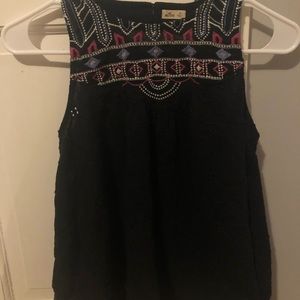 Hollister embroidered black tank top